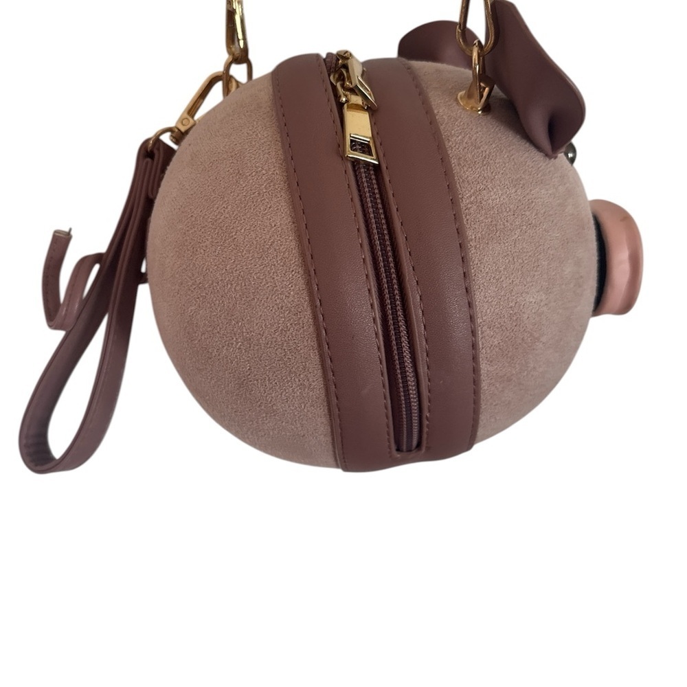 Pink Mauve PU Suede Pig Shoulder Wrist Hand Bag Cosmetic Handbag Purse - Picture 4 of 7